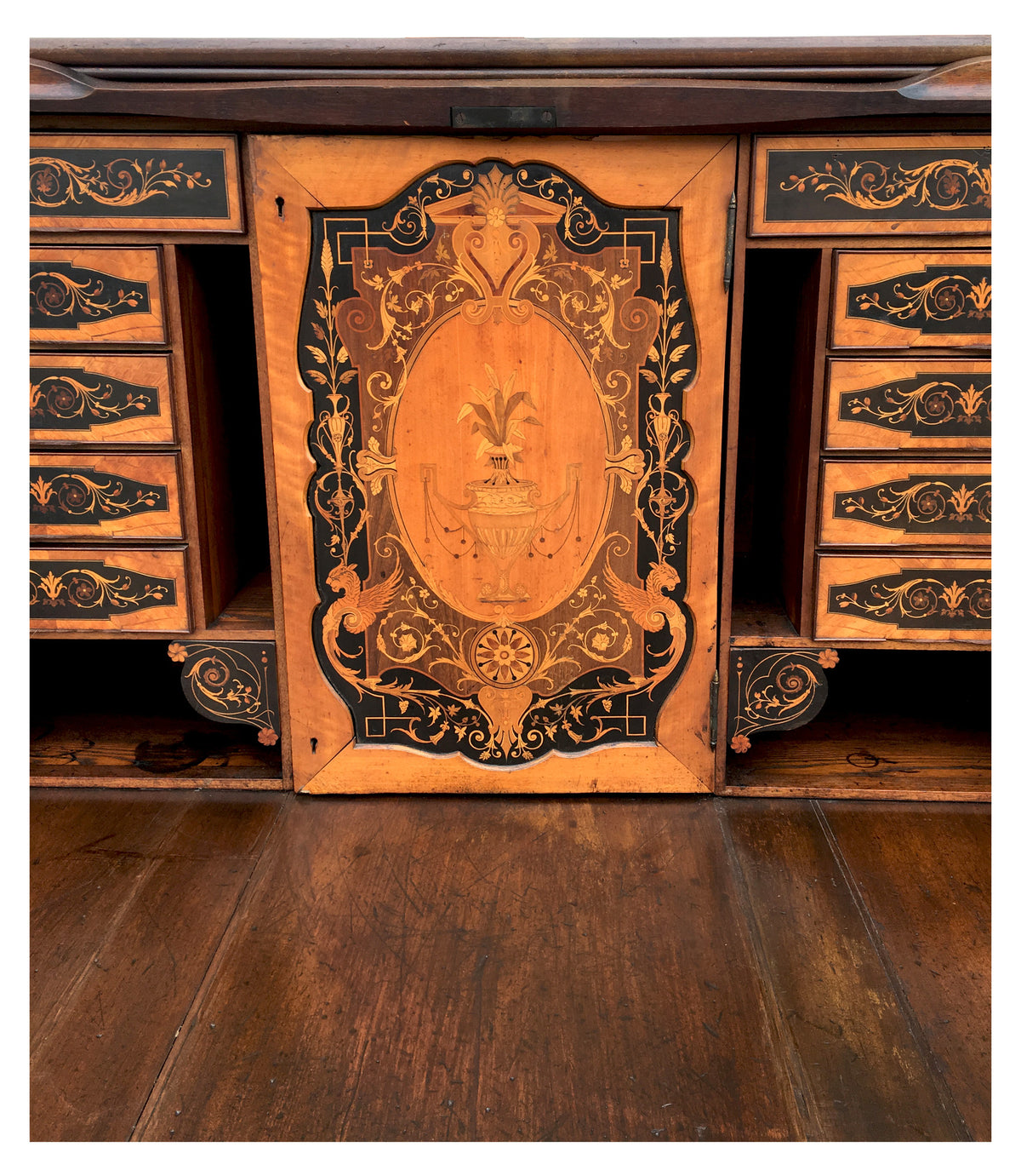 Cylinder-Top Desk with Intricate Marquetry Panels