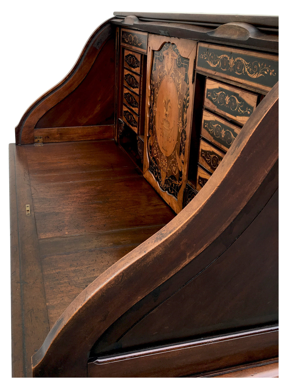 Cylinder-Top Desk with Intricate Marquetry Panels